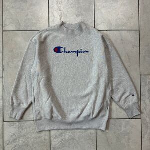 Champion Premium Reverse Weave Warm Up Size L Big Logo Crewneck Sweatshirt